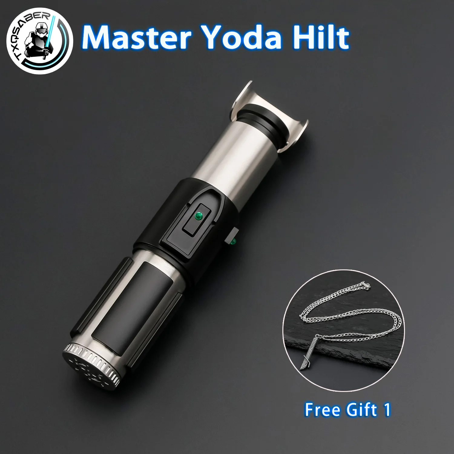 TXQSABER Master Yoda Replica Sword Hilt No Blade Metal Empty Handle comes with Core Smooth Swing FOC Bluetooth Jedi