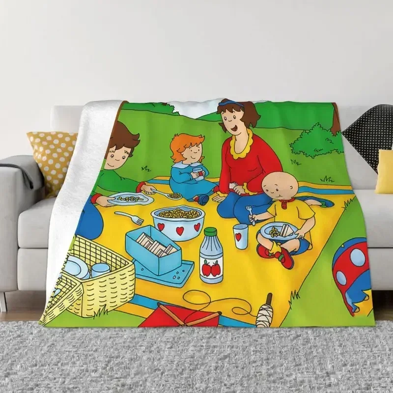 Caillou Anime Blanket Flannel Printed Cartoon Multifunction Warm Throw Blanket for Home Travel Plush Thin Quilt