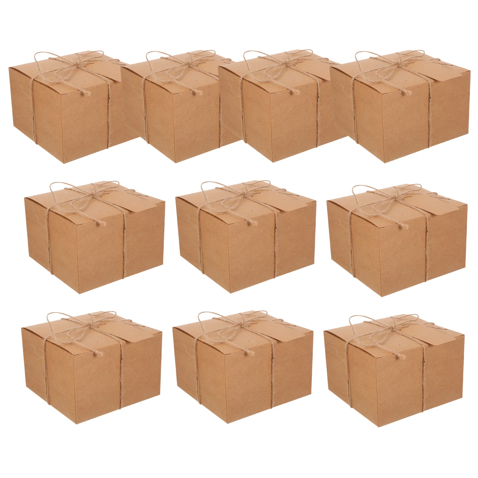 

10 Pcs Square Gift Packaging Box Blank Small Business Boxes Tag Paper Present Kraft