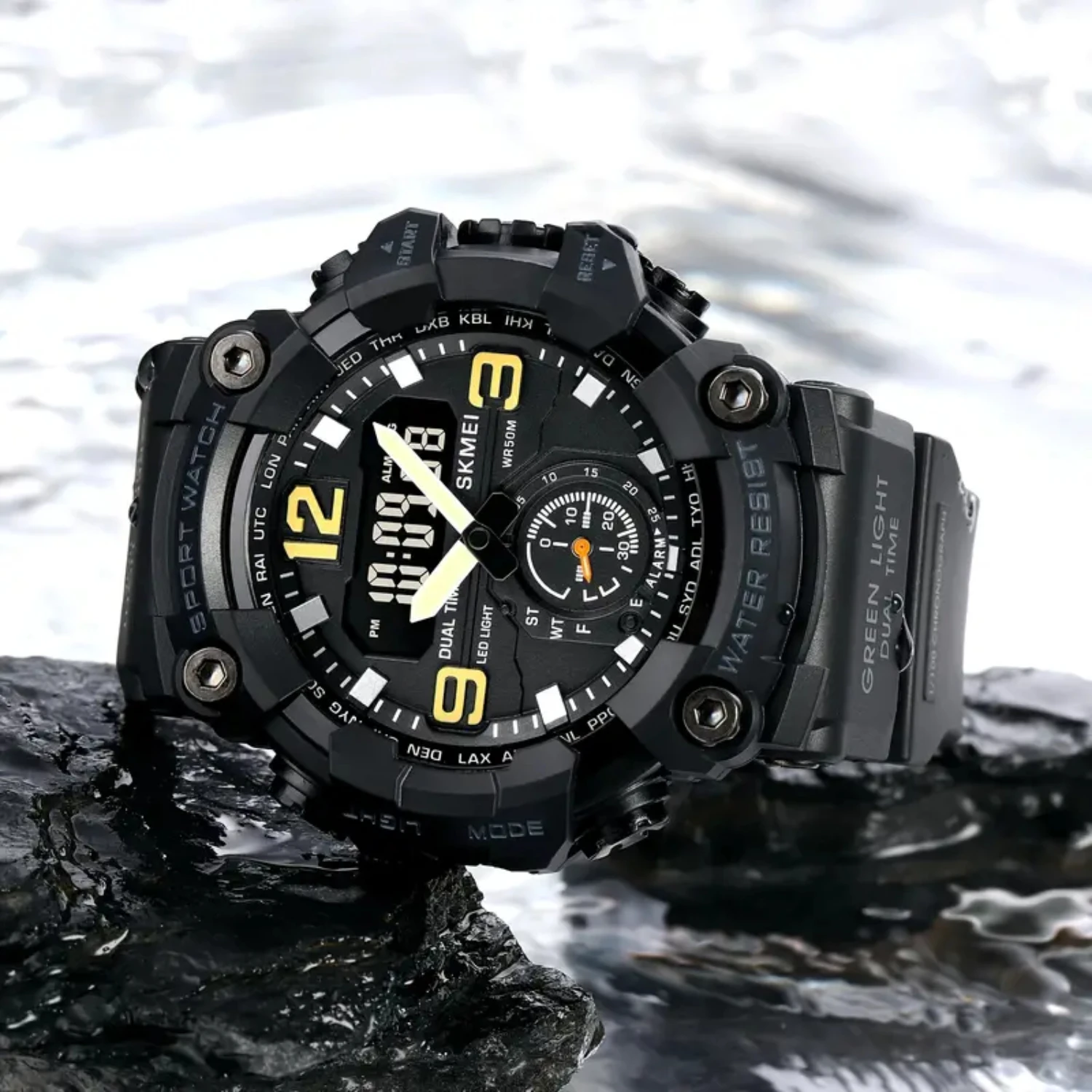 ساعة رقمية رياضية مزدوجة العرض مقاومة للماء ومتينة للرجال هي ساعة يد يجب اقتناؤها #4