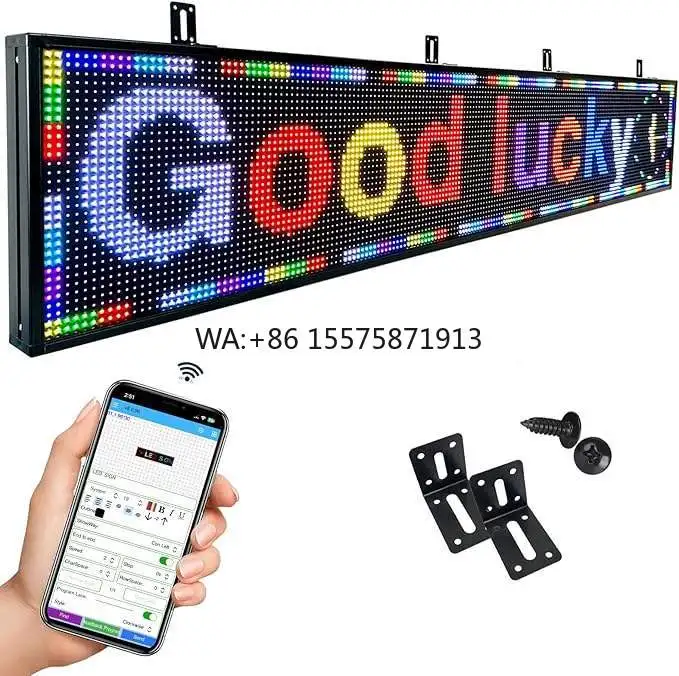 

LIBACHENPL Programmable LED Digital Scrolling Sports Ticker Display Board-WiFi Controlled Aluminum/Plastic Floor Standing