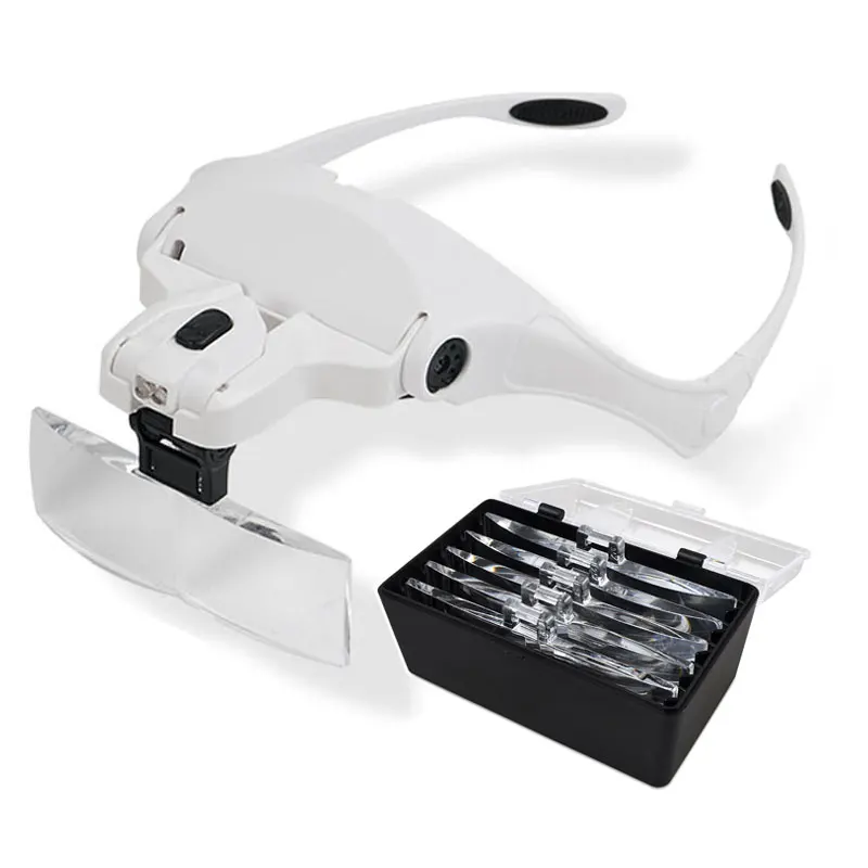 

Headband LED Illuminated Magnifier 1.0X 1.5X 2.0X 2.5X 3.5X Magnifying Glass Reading Eyelash Extension Tool Hand Free