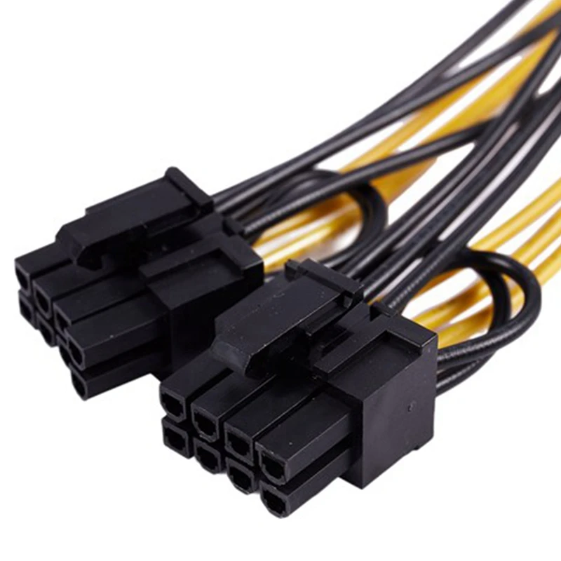 컴퓨터 그래픽 전원 공급 장치 익스텐션 케이블, GPU VGA 스플리터 전원용, 6 핀 Pci-E to 2Xpcie 8 (6 + 2) 핀, 20cm, 10 개