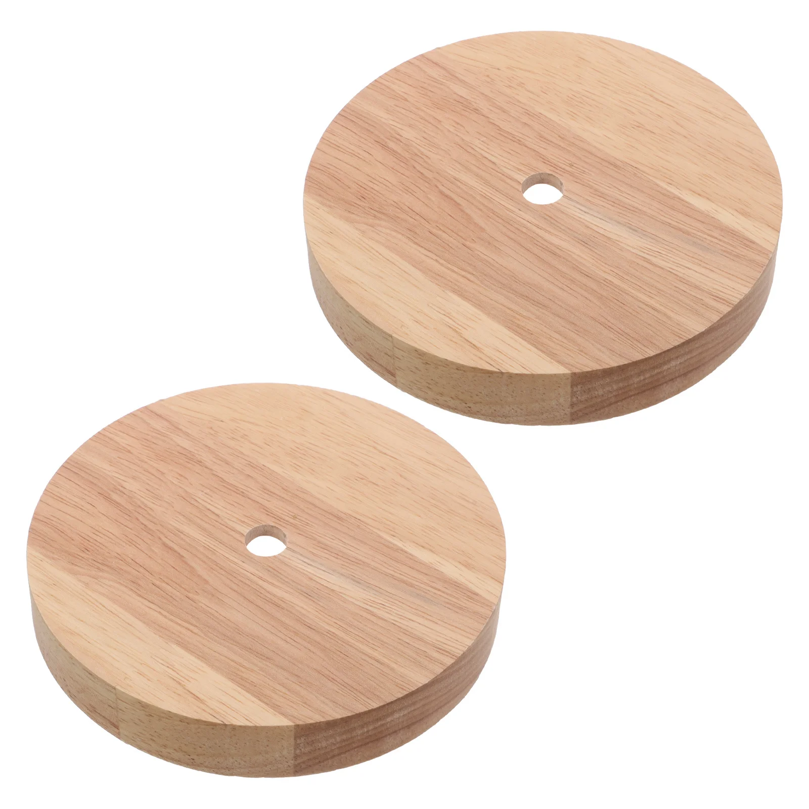 

2Pcs Rustic Wood Lamp Base Solid Round Shape DIY Lamp Stand Compatible with E27 E14 Bulbs for Bedroom Living Room Office