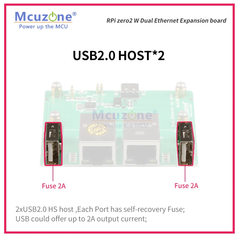 Ethernet Dual y placa principal USB para RaspberryPi zero/zero W, zero2 W, concentrador USB RJ45 Hat, alimentado por USB tipo C, sonda dorada