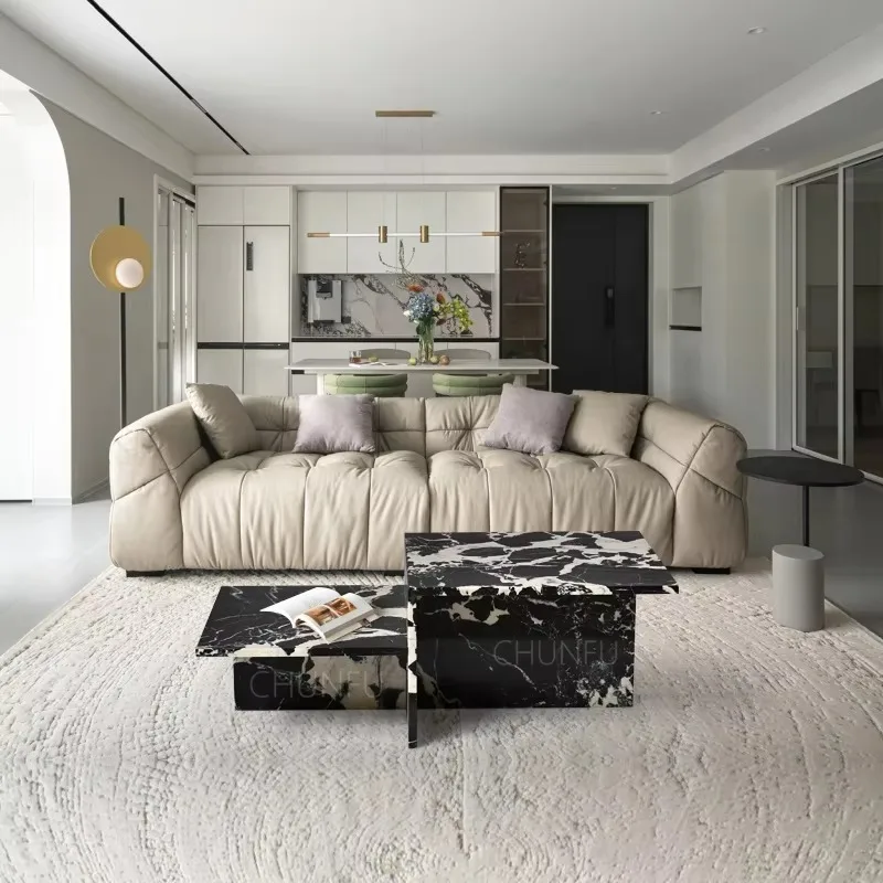 Customized Natural Stone Modern Living Room Furniture Calacatta Viola Black Marble Side  Coffee Table