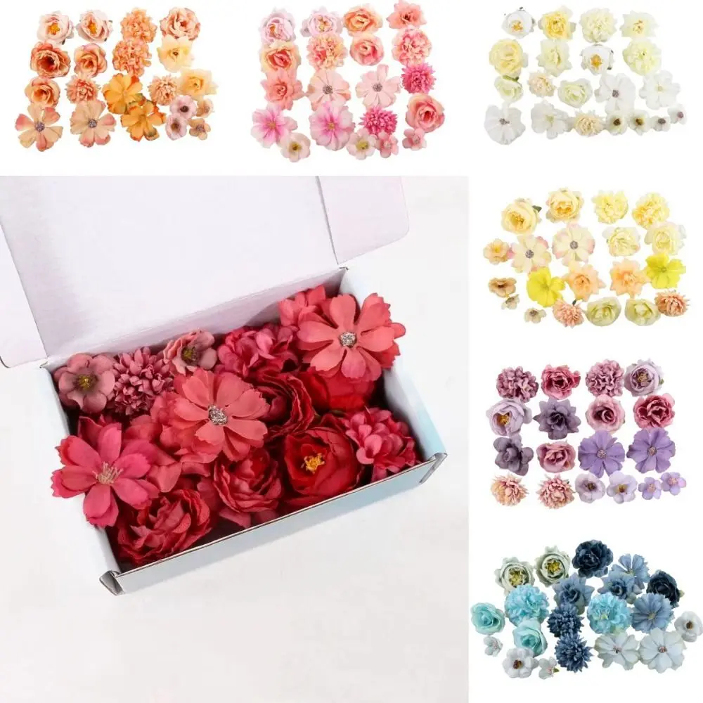 20Pcs Handmade Silk Fake Flower Material Set Artificial Flowers Material Set Hanfu Headdress DIY Material