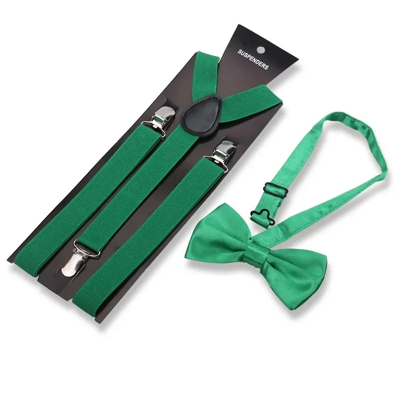 Fashion Mens Suspender Bow Tie Set Man Shirt Pants Dress Women Wedding Party Solid Color Suspender Suit Skirt With Braces Straps
