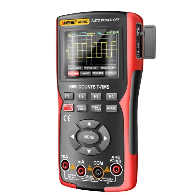 AOS02 Professional Digital Oscilloscope Multimeter True RMS 48MS/s Sampling Rate 10MHZ Analog Bandwidth Data 1 Year