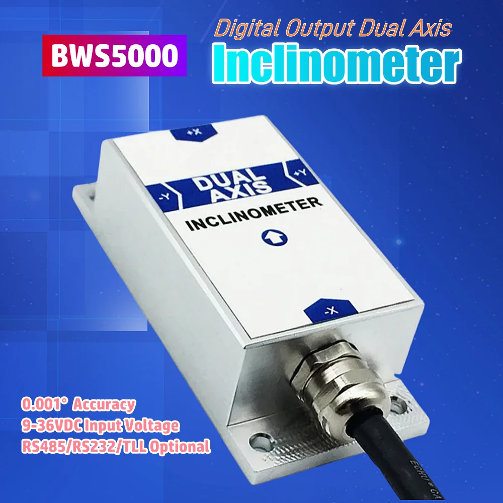 

BWS5000 Digital Output Dual Axis Inclinometer RS232/RS485/TTL Ultra Low Temperature Drift Angle Sensor Inclination Sensor Module