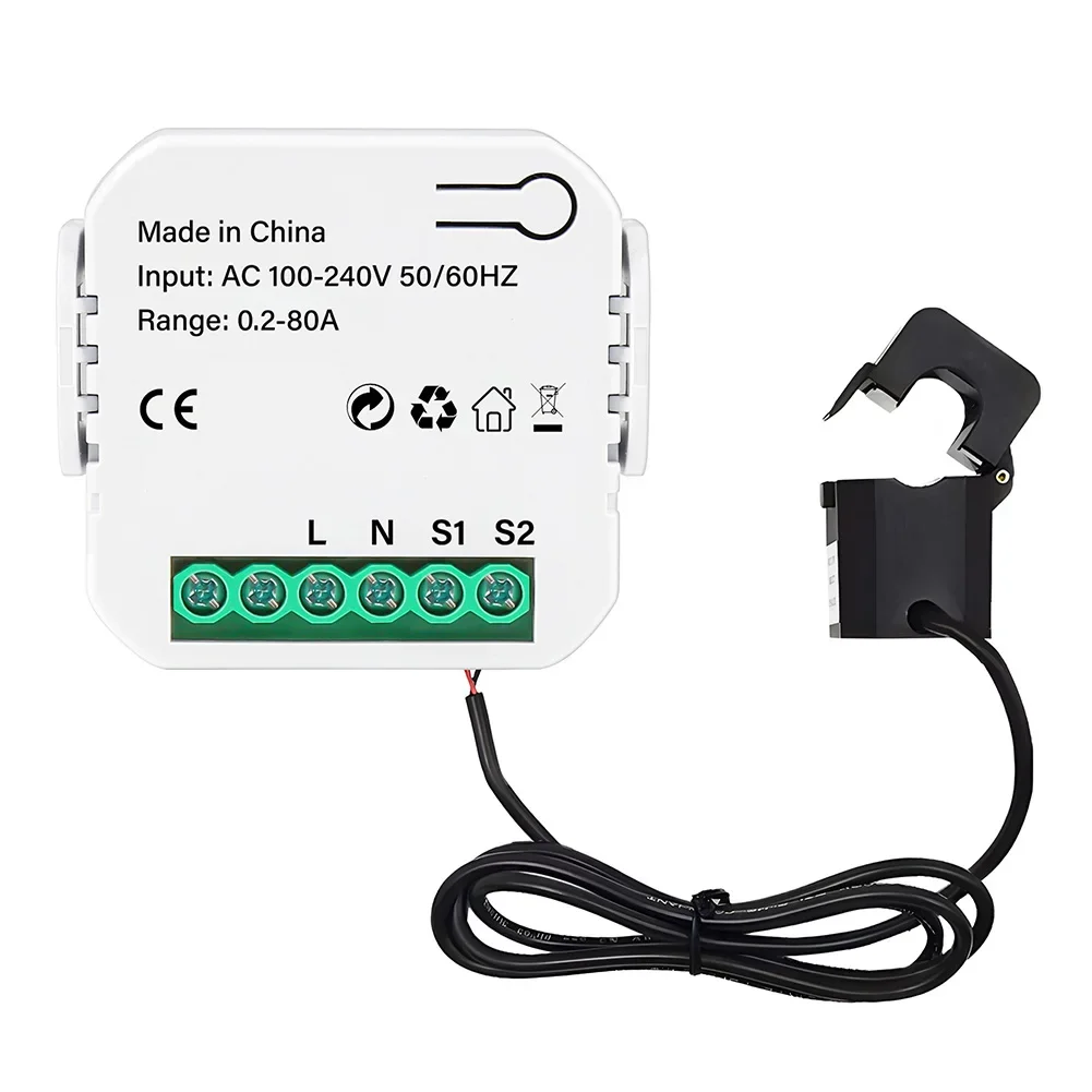 

For Home Energy Monitoring AC 100-240V 50 60HzRange 0 .2-80A Energy Monitor Real Time Tracking Easy Installation