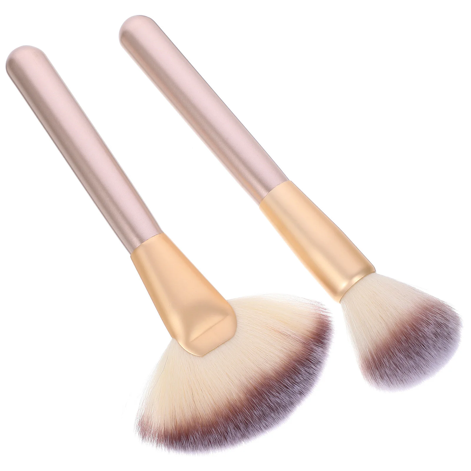 1 set di pennelli per trucco a ventaglio, strumento multiuso per trucco viso, per evidenziatore, fard in polvere, cosmetici, setole professionali in nylon, legno