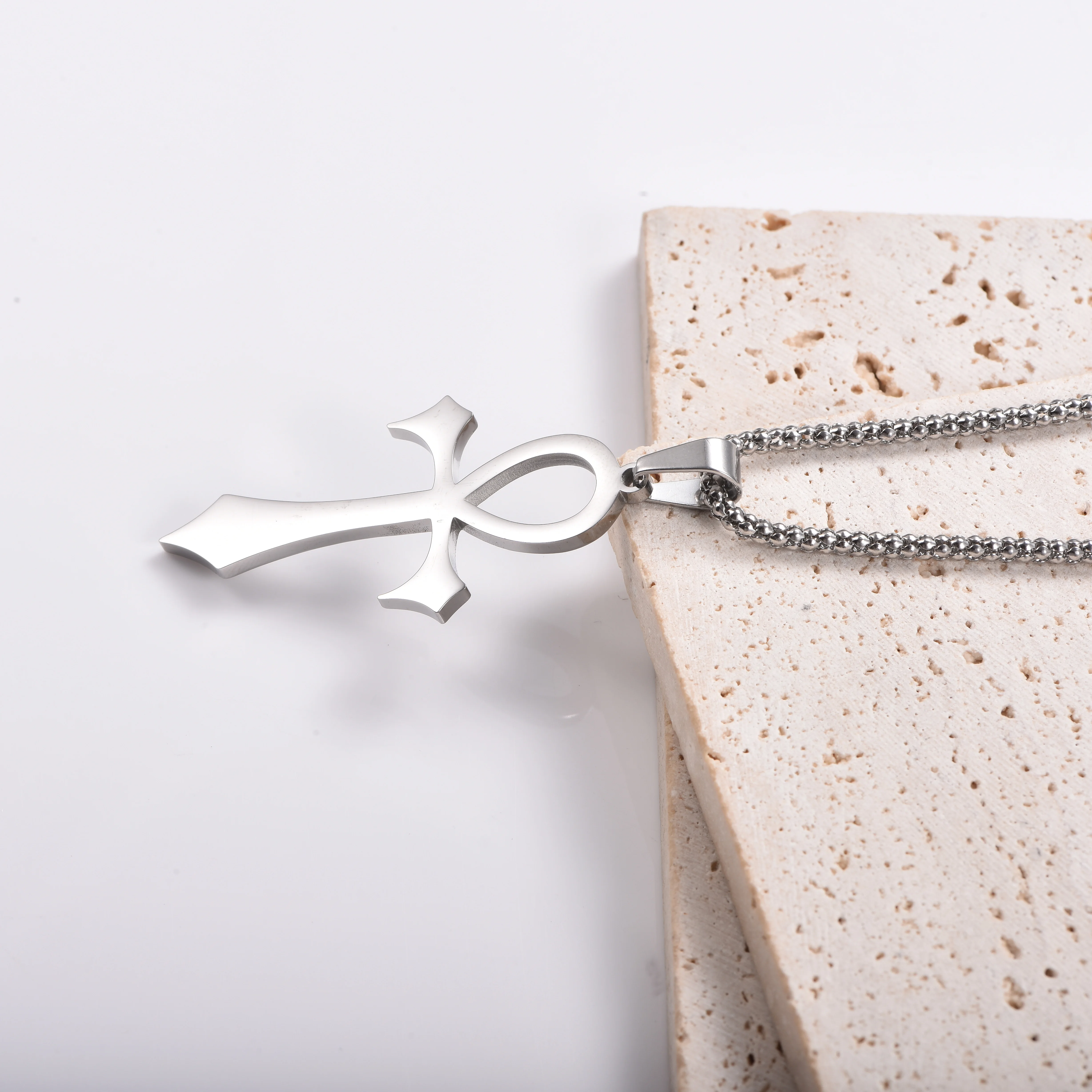 Ankh-Kreuz-Anhänger Wasserdichter Edelstahl-Symbol-Schmuck Hip-Hop-Punk-Stil – Detail 3