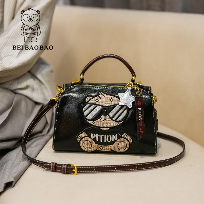 Large Capacity Boston Bag Fashionable Little Bear Women\'s Bag Lady Handbag Pillow Bags Single Shoulder Crossbody Bag New 2024