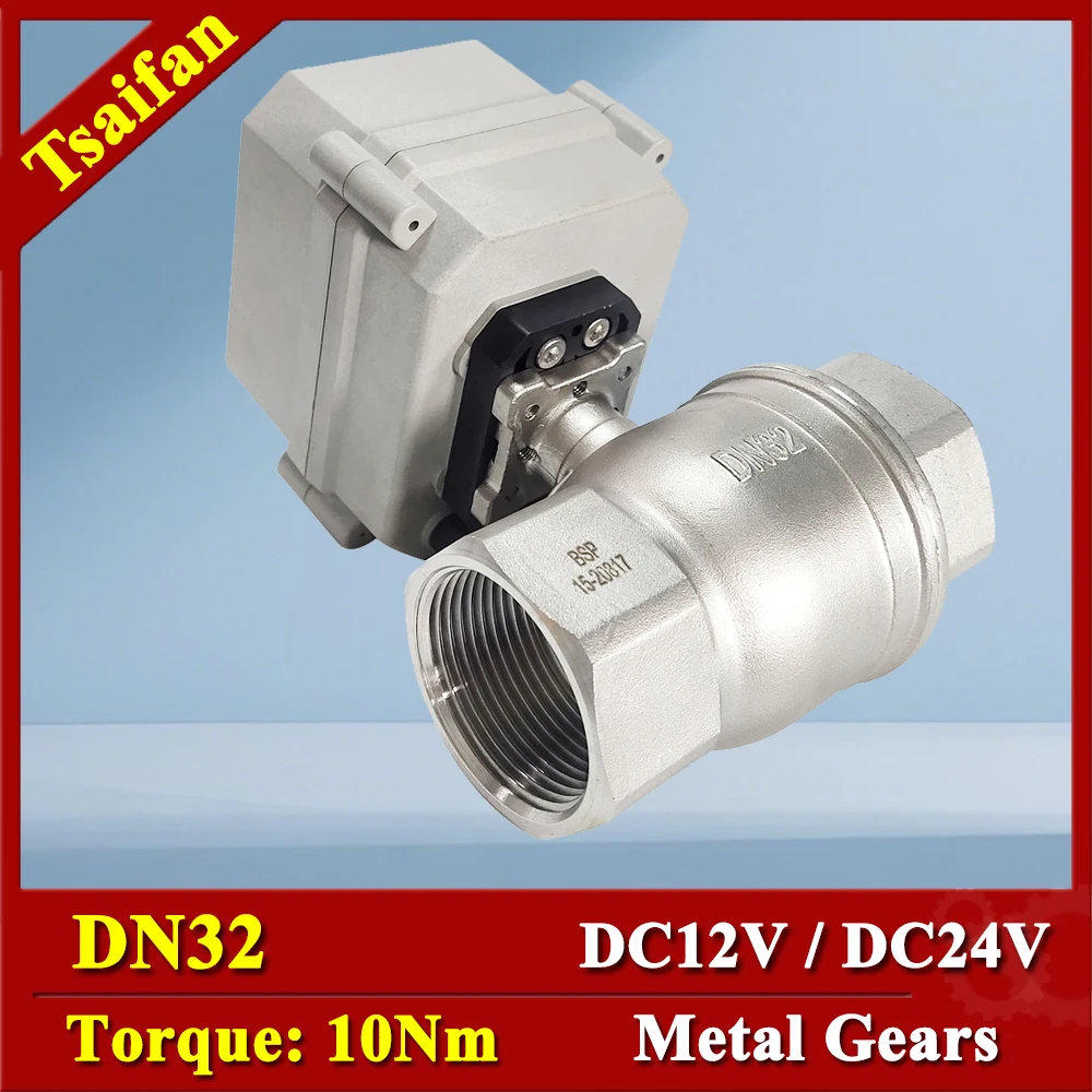 

TSai Fan 1-1/4" Электрический запорный клапан с концевым выключателем NSF IP67 CE SS304 DN32 Моторизованный клапан 1,0 МПа Металлические шестерни