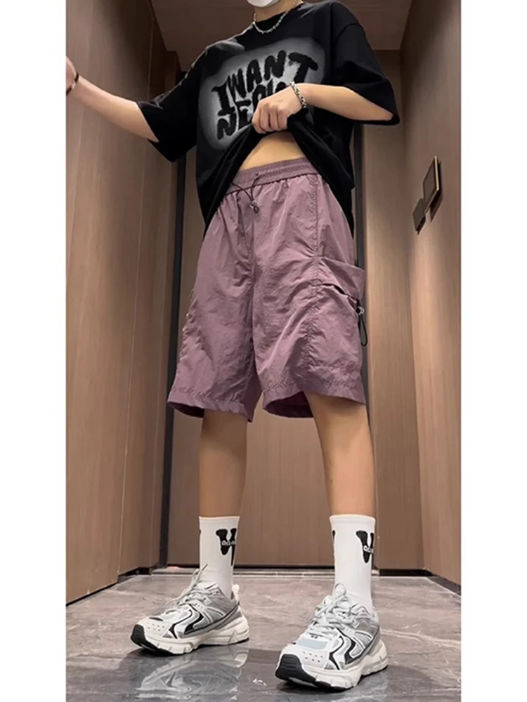 

Purple Workwear orts Men's Summer Qui Dry Ice Silk Tactical Pants American Functional Knee-Length Five-Quarter Pants