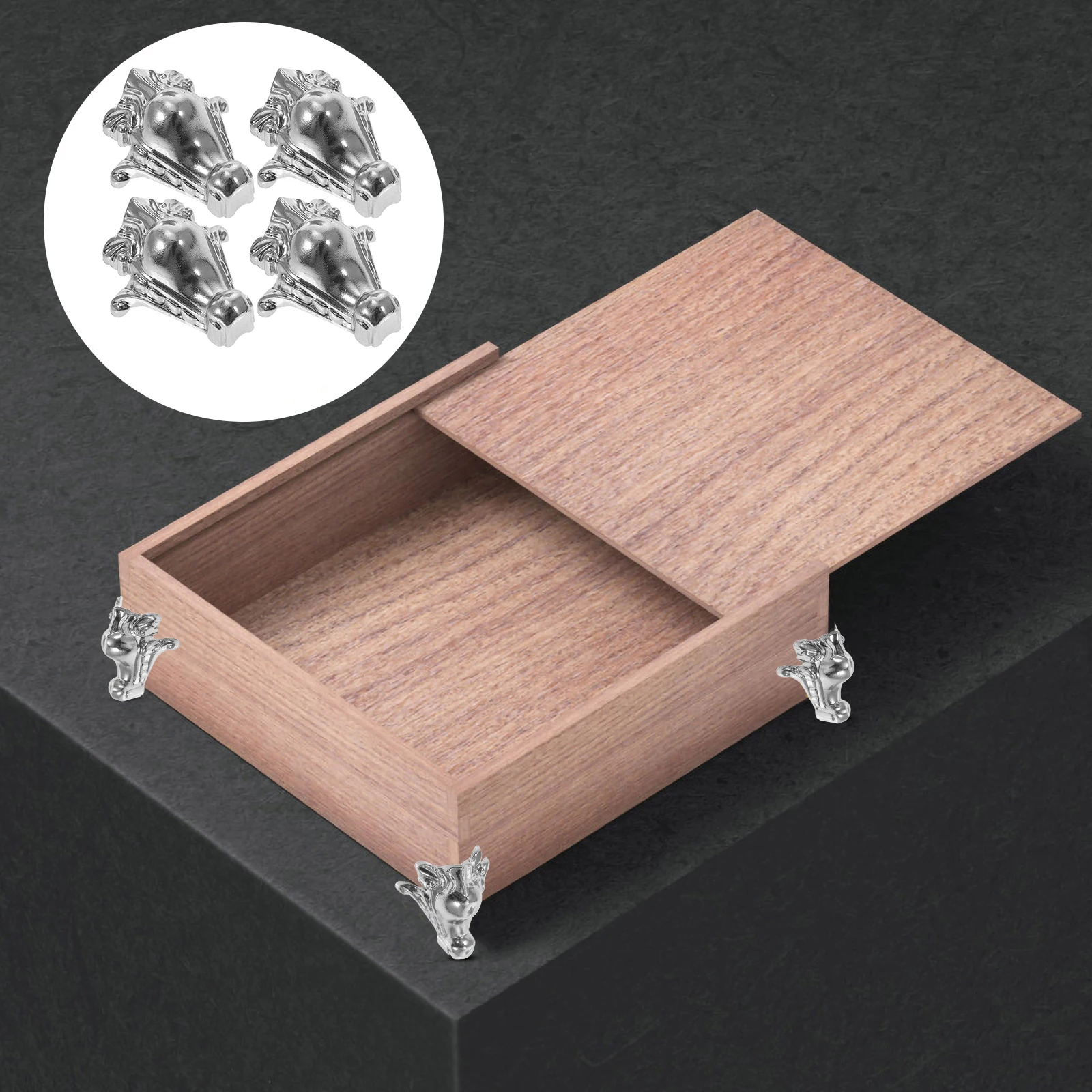 

Jewelry Chest Legs Round Head and Feet Case Corner Protector Wooden Box