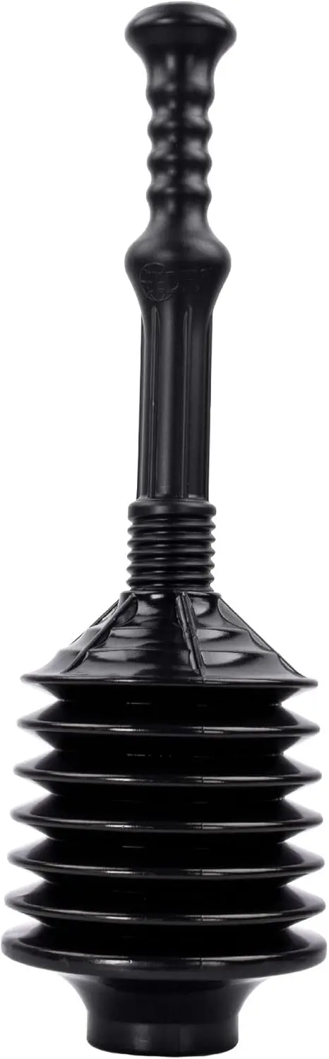 

Professional Bellows Accordion Toilet Plunger, High Pressure Thrust for Heavy Duty Clogs in Bathrooms, Black