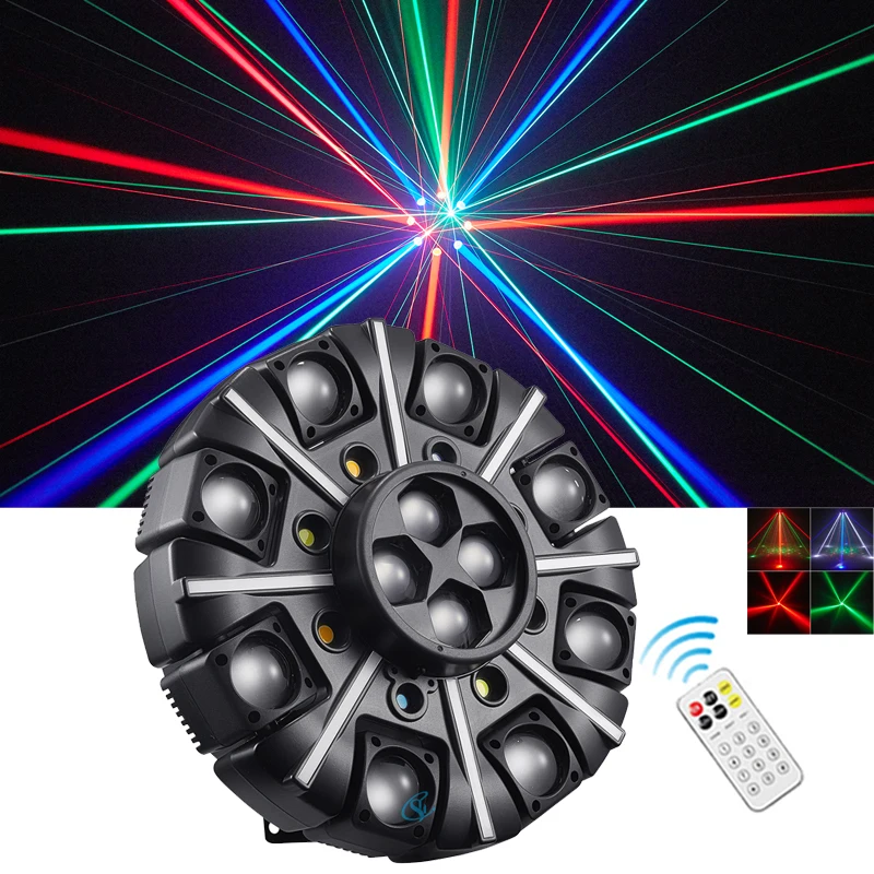 

LED Stage Disco Light Eight-armed Rotating DJ Beam Strobe Colorful Magic Dance Ambient RGBW Christmas Party Laser Show Lamp