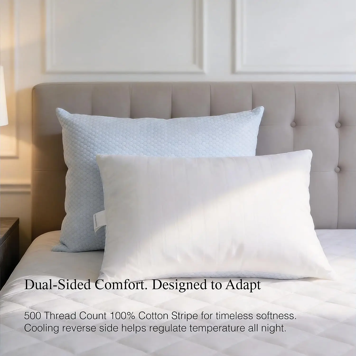 Luxury Hotel Cooling Pillows King Size Set of 2, 500 TC Cotton Cover, Down Alternative - view 6