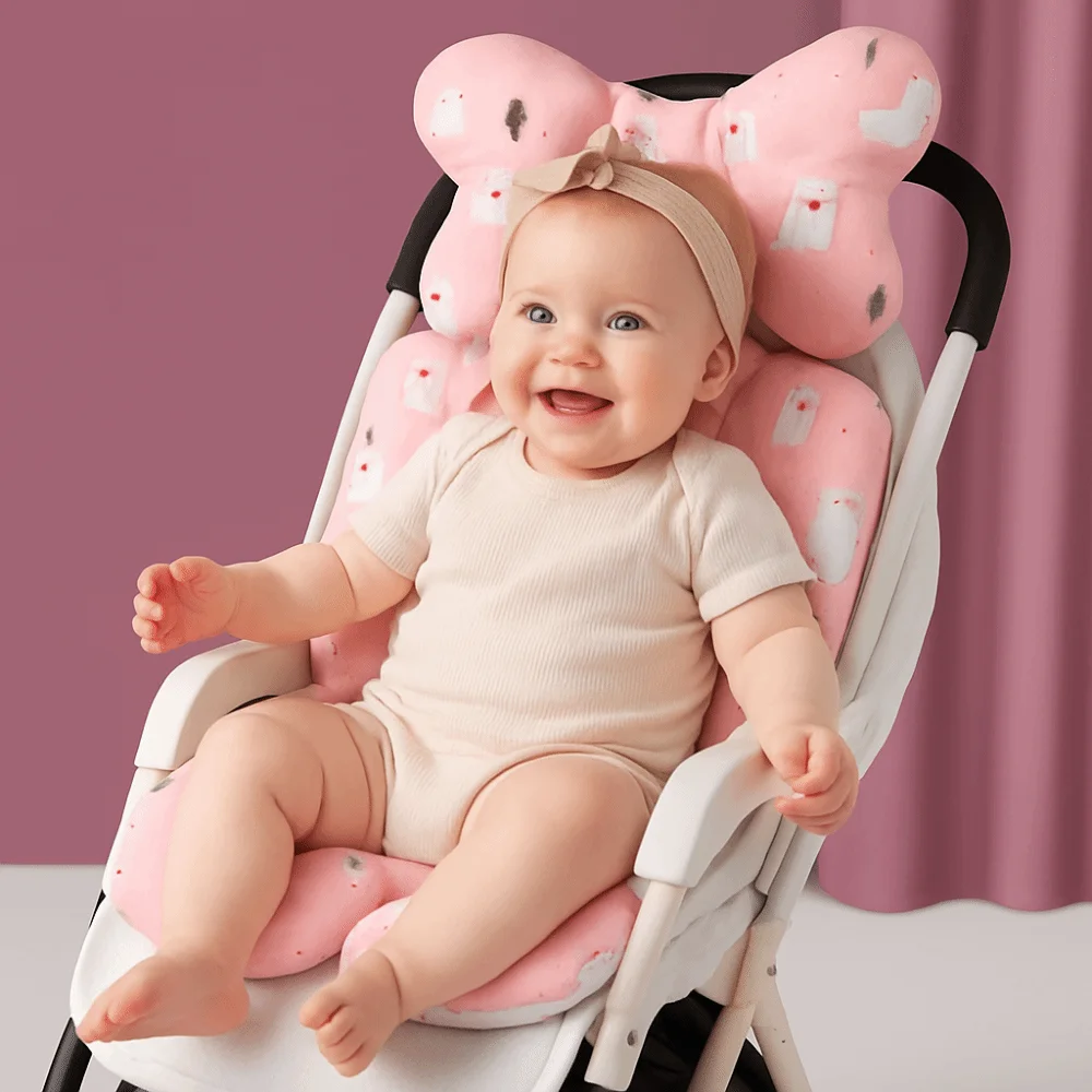 

Soft Baby Stroller Cushion Comfortable Cartoon Printed Baby Pram Seat Mat Breathable Car Seat Dining Chair Cotton Pad Toddler