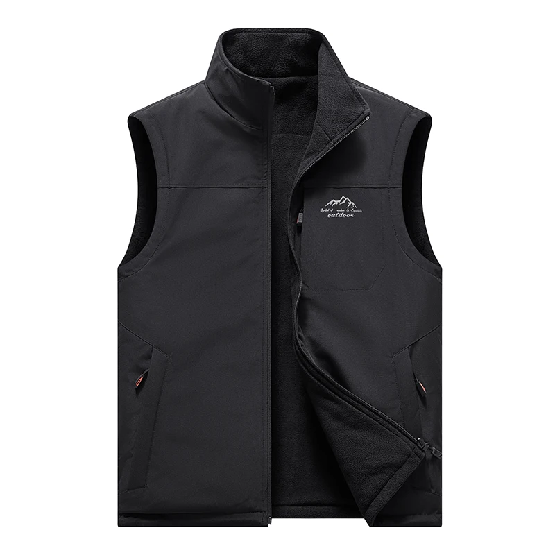 

Male Outwear Vest Jackets Work Men Jacket Winter Softshell Fleece Vest Outdoor Double Side Wear Vest Brand Men Vest