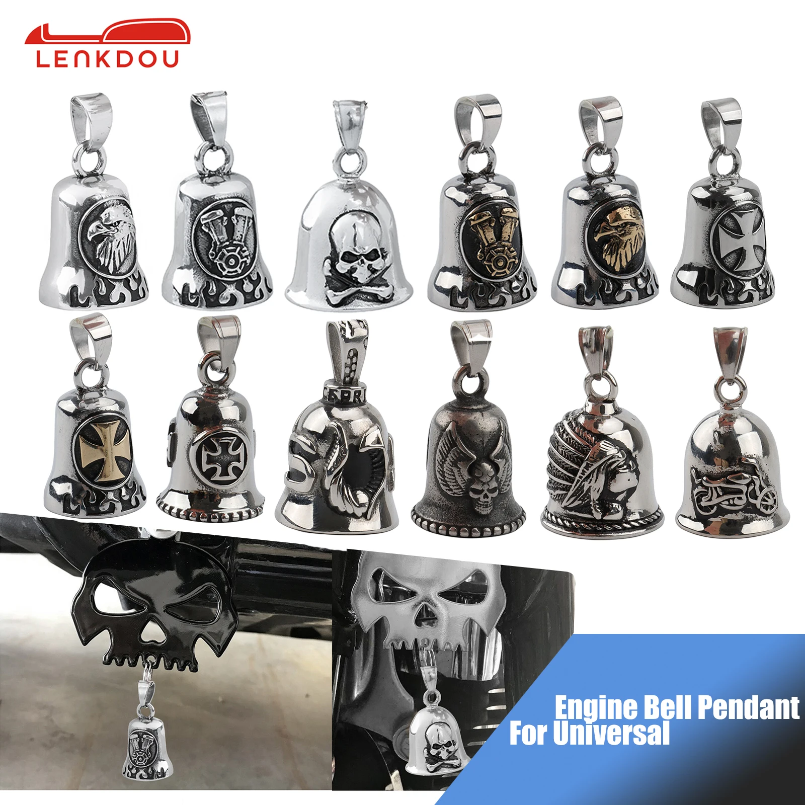 Universal Motorcycle Engine Bell Pendant For Harley Honda Suzuki Victory Bobber Chopper Stainlesss Steel Cool Biker Guard Bell