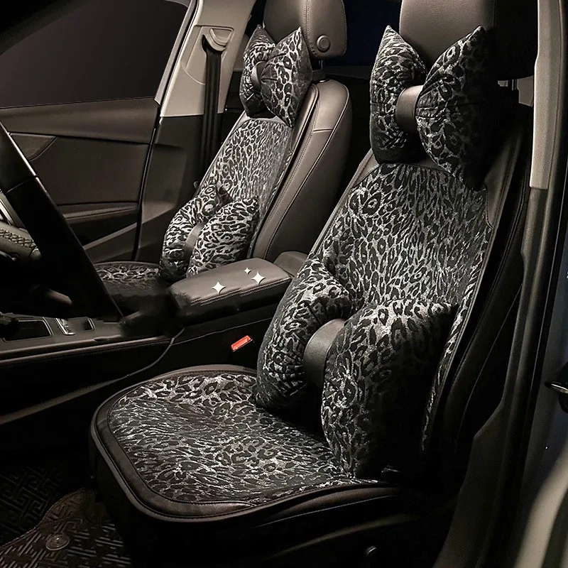 

Leopard Print Car Seat Covers Universal Premium All Season Auto Bench Seat Protector for Cars Luxury Car Interior Accessories