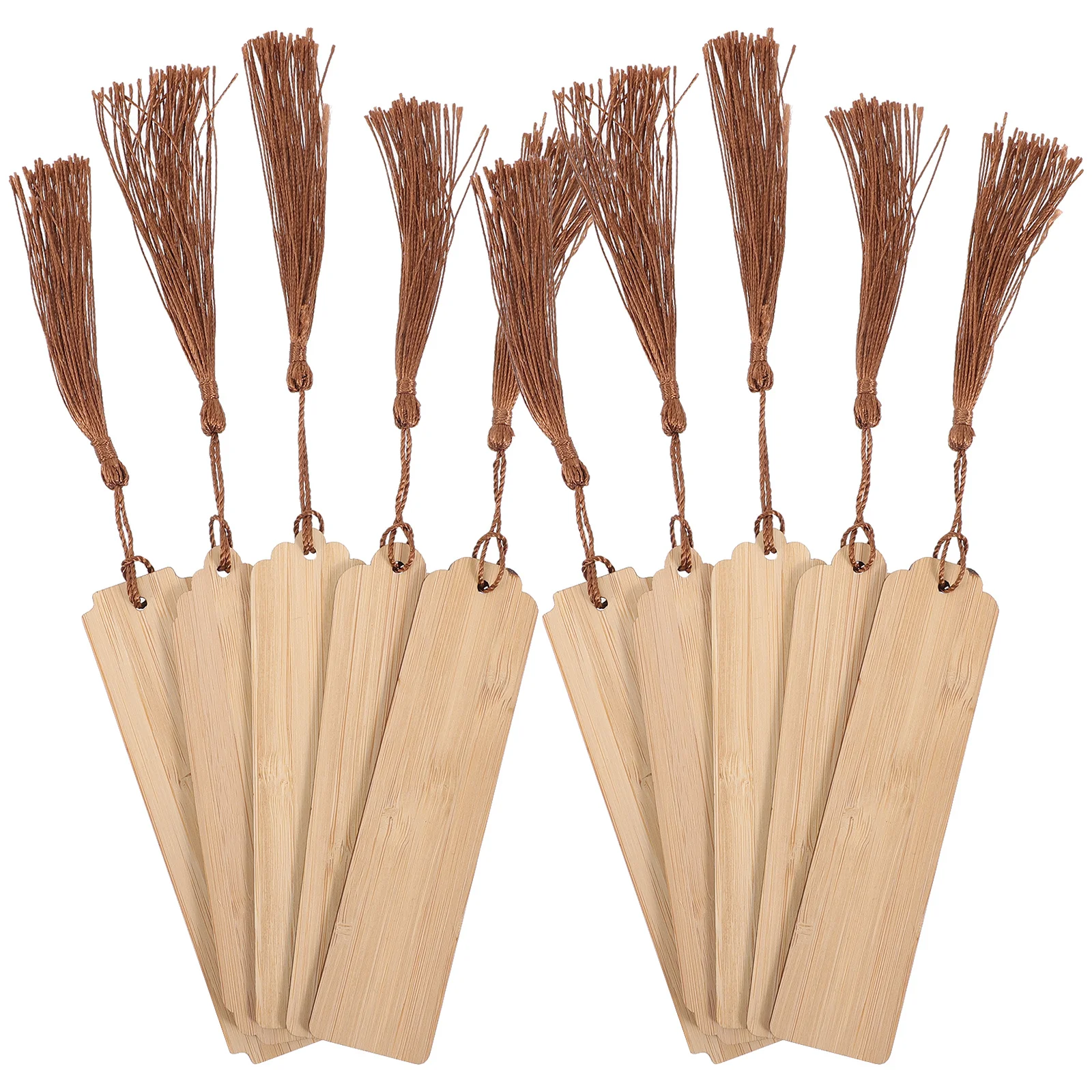 

10Sets Bamboo Blank Bookmarks DIY Unfinished Tags with Tassel Beads Hemp Rope Reading Markers for Students Writers