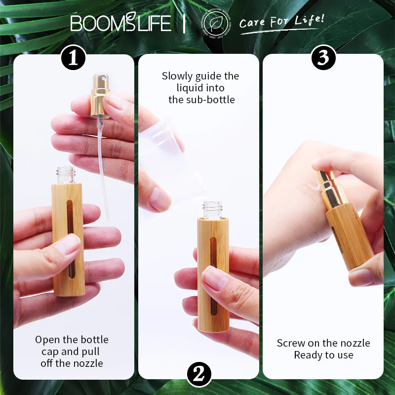 1pc 5ml 10ml Bamboo Wood Bottle Perfume Spray Refillable Bottles Travel Empty Container Makeup Water Atomizer Bottle for Girls