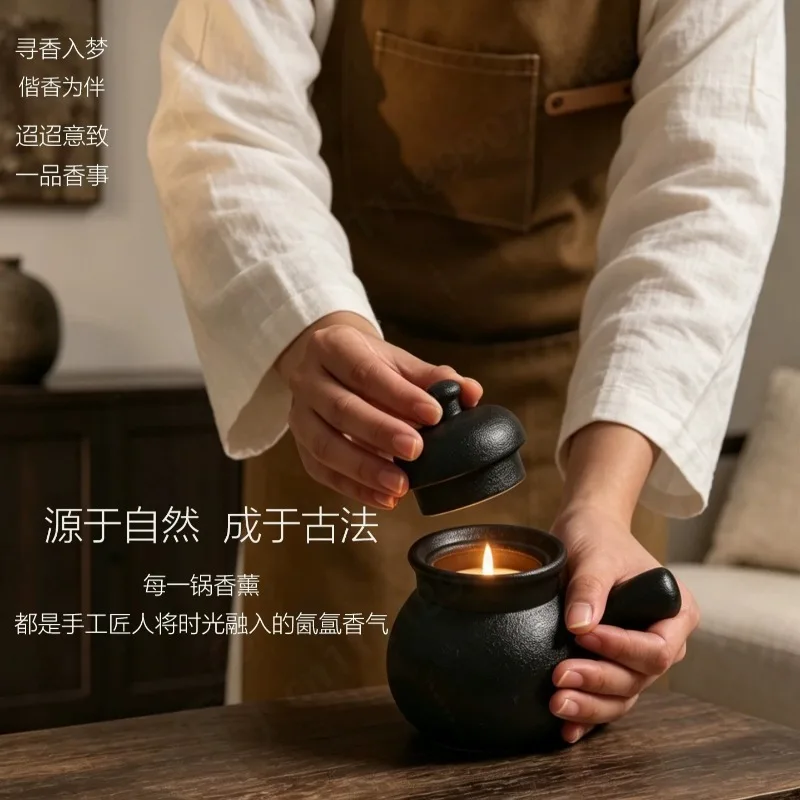 Black Mini Pot Aroma Candle Gift Set Natural Soy Wax Plant Essential Oil Luxury Business Birthday Souvenir Gift
