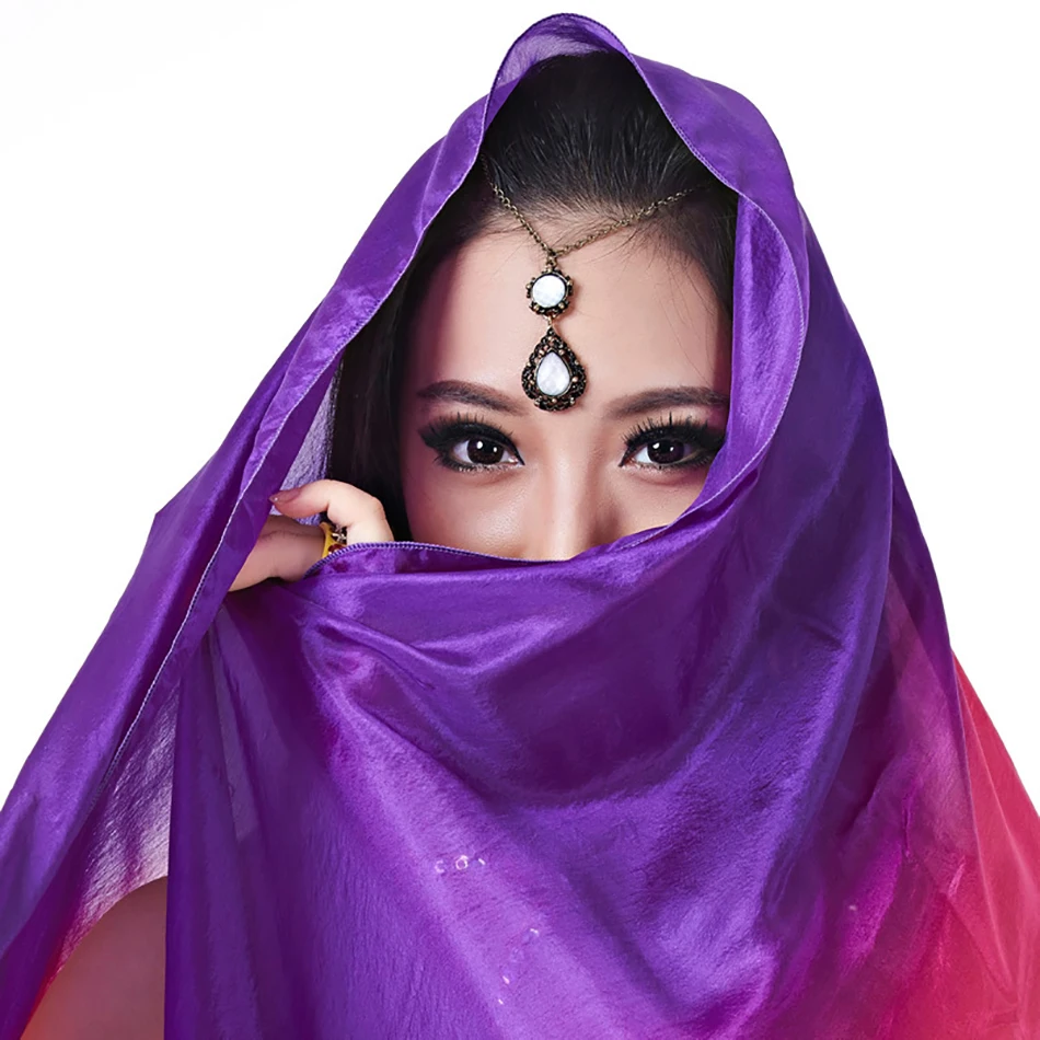 وشاح من الحرير الخالص للرقص الشرقي ، غزل للرمي ، يد خفيفة للبالغين ، لون تدريجي ، حجاب لأداء المسرح ، * * مقاسات