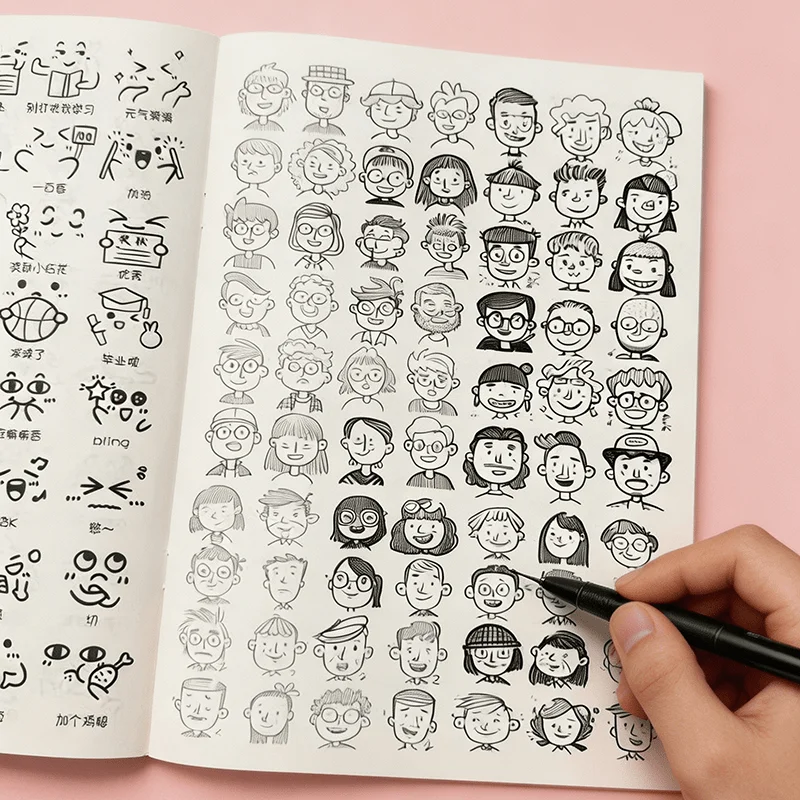 40 Page Adult Stress Relief Graffiti Book, A Painting Book Containing 10000 Different Emoji Themes, Art Painting Supplies