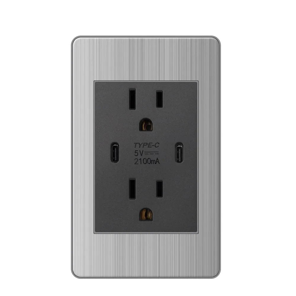 VISWE Stainless Steel panel Mexico Standard Type C America Outlet Plug 118*72mm Light Switch Fast Charge Wall Socket - Image 5