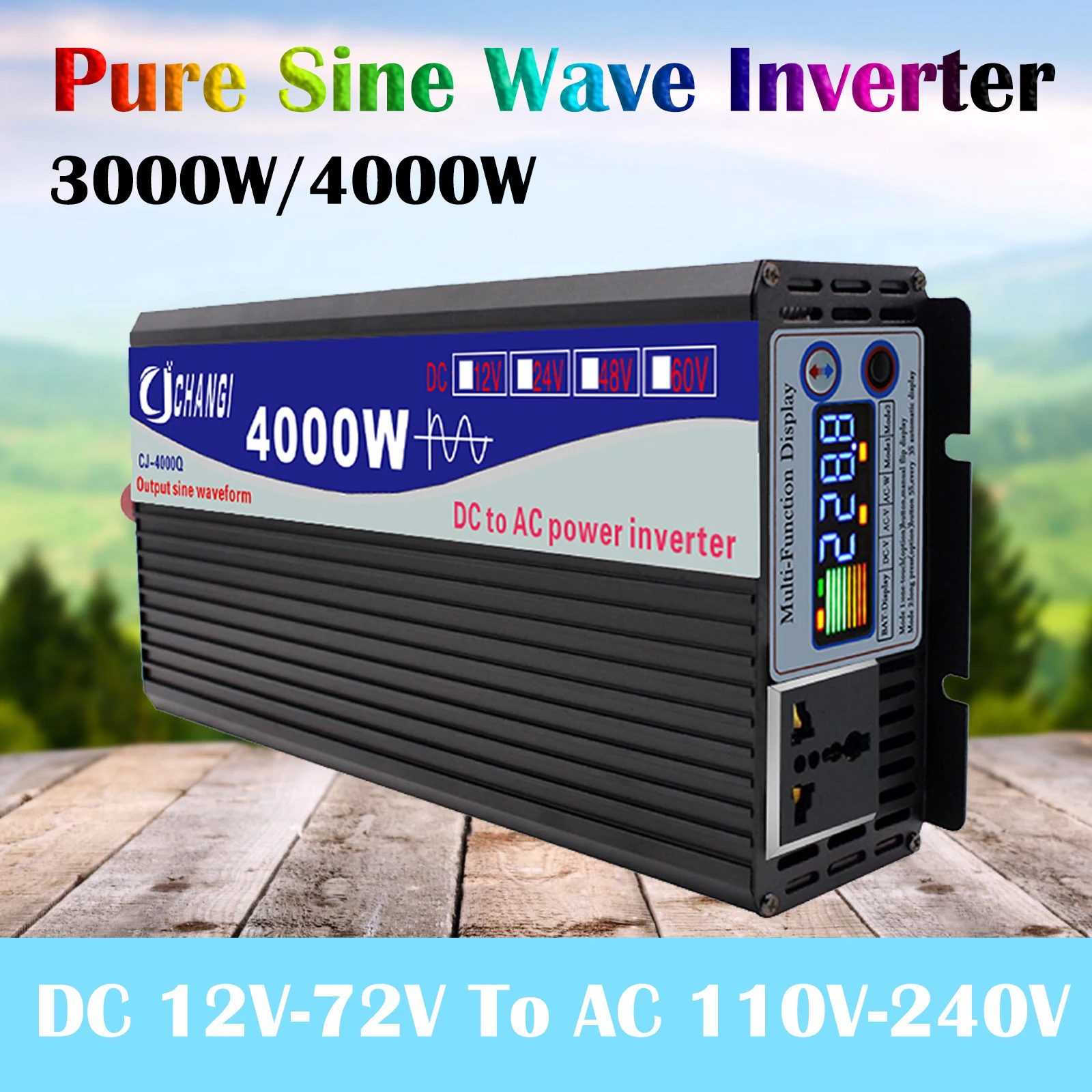 

Pure Sine Wave Inverter 12v 220v 3000W 4000W Power 12V 24V To AC 110V 220V 50/60HZ Converter Solar Car Inverters Multi-Function