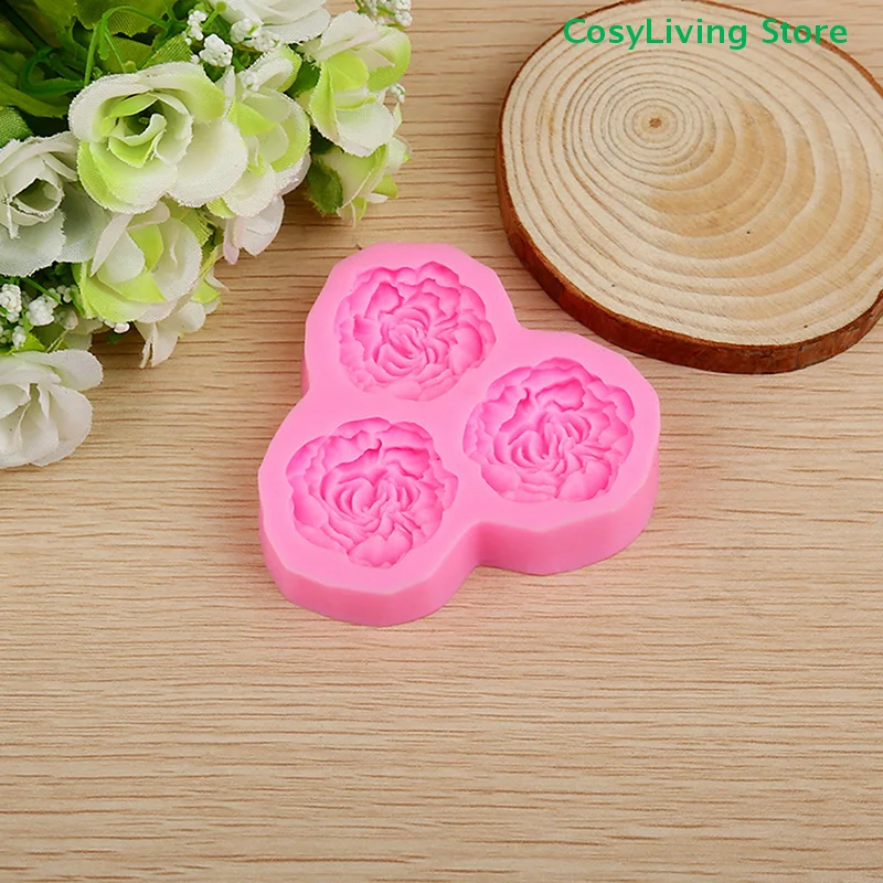 1Pc Peony Flower Silicone Mold Cupcake Topper Fondant Wedding Cake Decorating Tool