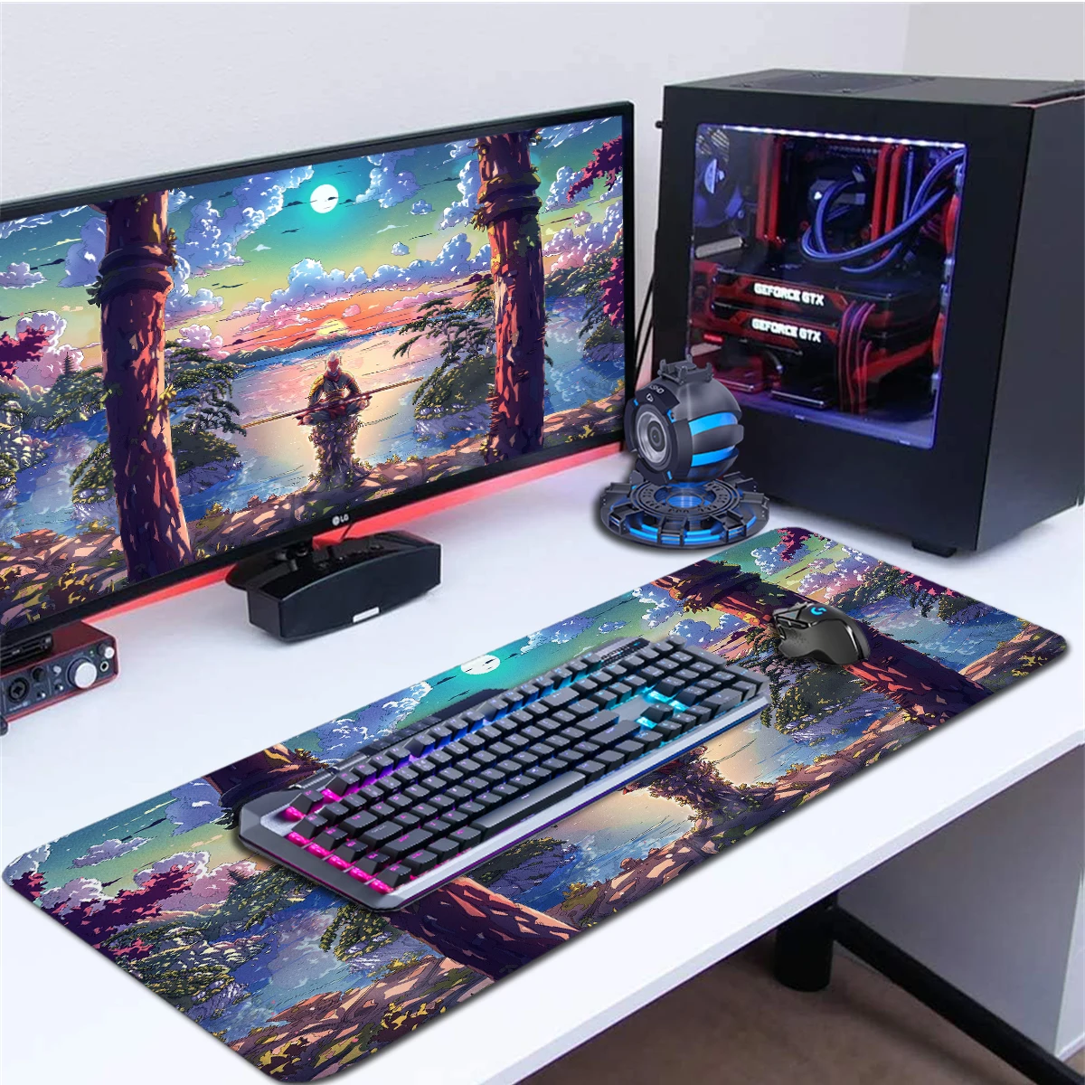 

WuKong Mouse Pad Big RGB Computer Mat XXL Anime Gaming Mouse Pad Large Desk Mat Non-Slip Game Mousepad Long Keyboard Pad