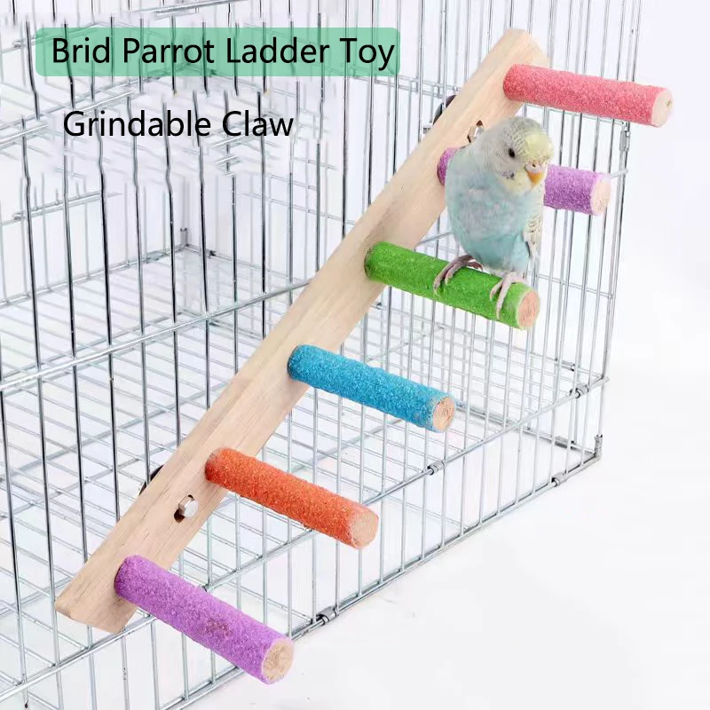 4/6/8 Step Bird Parrot Climbing Ladder Pet Interactive Bird Parrot Toy Ladder for Hamster Cage Funny Grinding Stick Climbing Toy