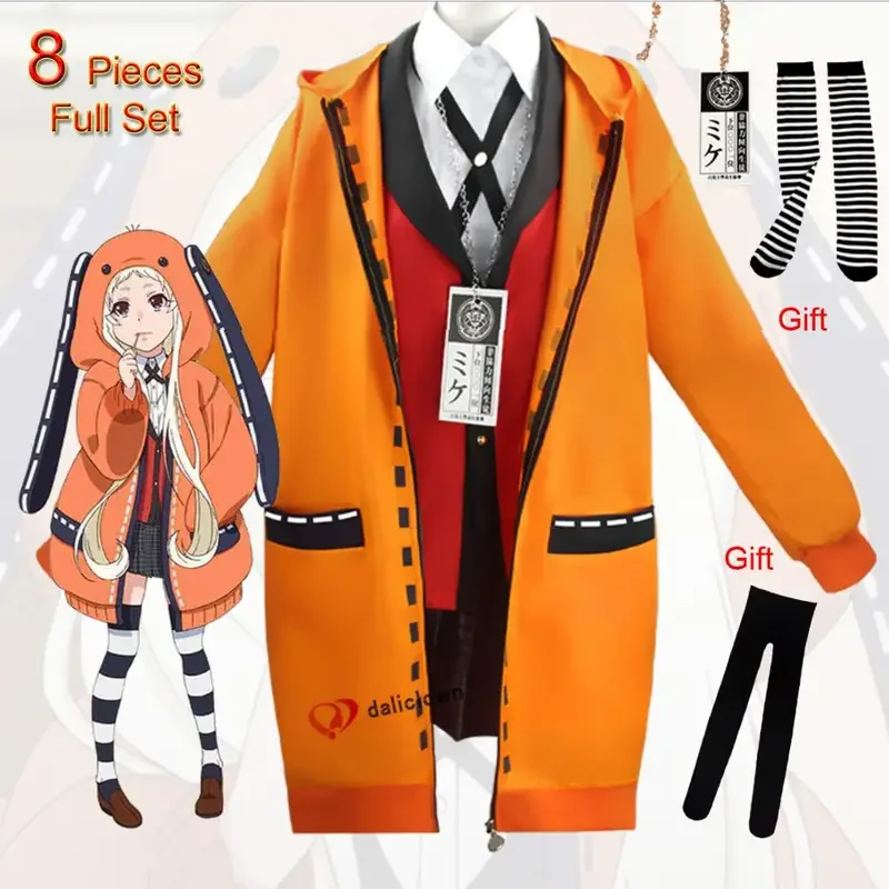 Anime Kakegurui Schulmädchen JK Uniform Hoodie Rune Runa Yomotsuki Cosplay Kostüm Kirari Yumeko Jabami Halloween Kleid Frauen