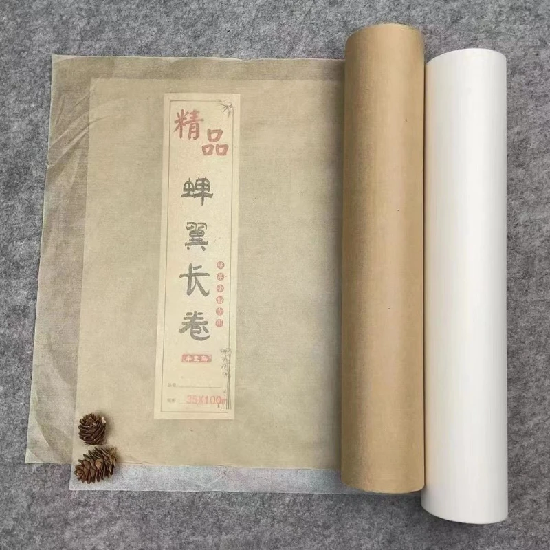 Cicada Wing Mulberry Paper Rolling Ultra-thin Transparent Half Ripe Xuan Paper Chinese Calligraphy Painting Copying Goupi Papier