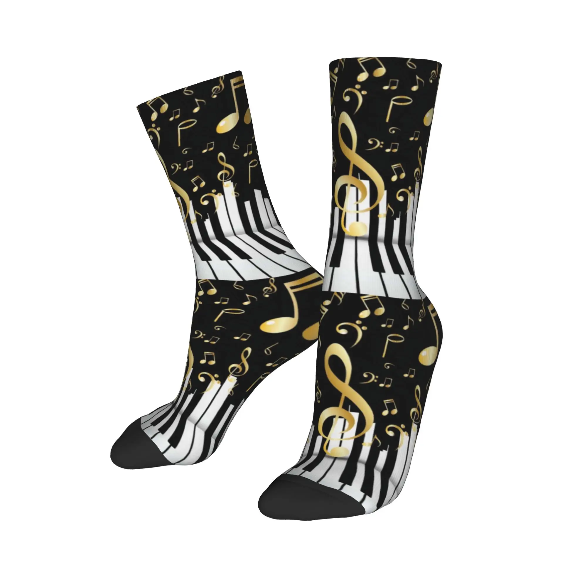 Benutzerdefinierte Musik Note Klavier Muster Kleid Socken Männer Frauen Warme Mode Neuheit Crew Socken