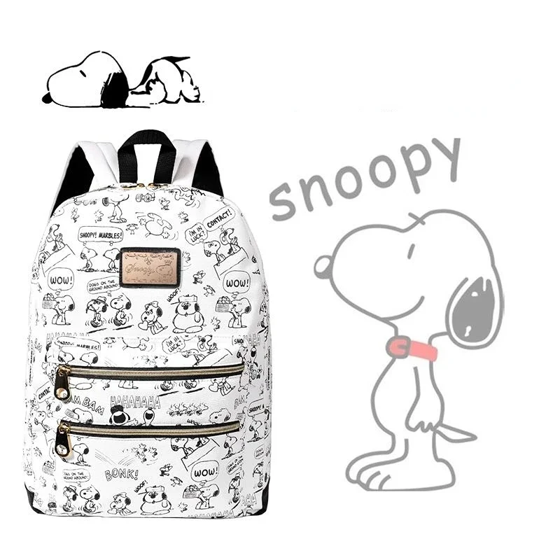 Hot Snoopy New PU Leather Women\'s Backpack Travel Bag Backpacks Schoolbag for Teenage Girls Bookbag Mochila Bookbag Men Knapsack