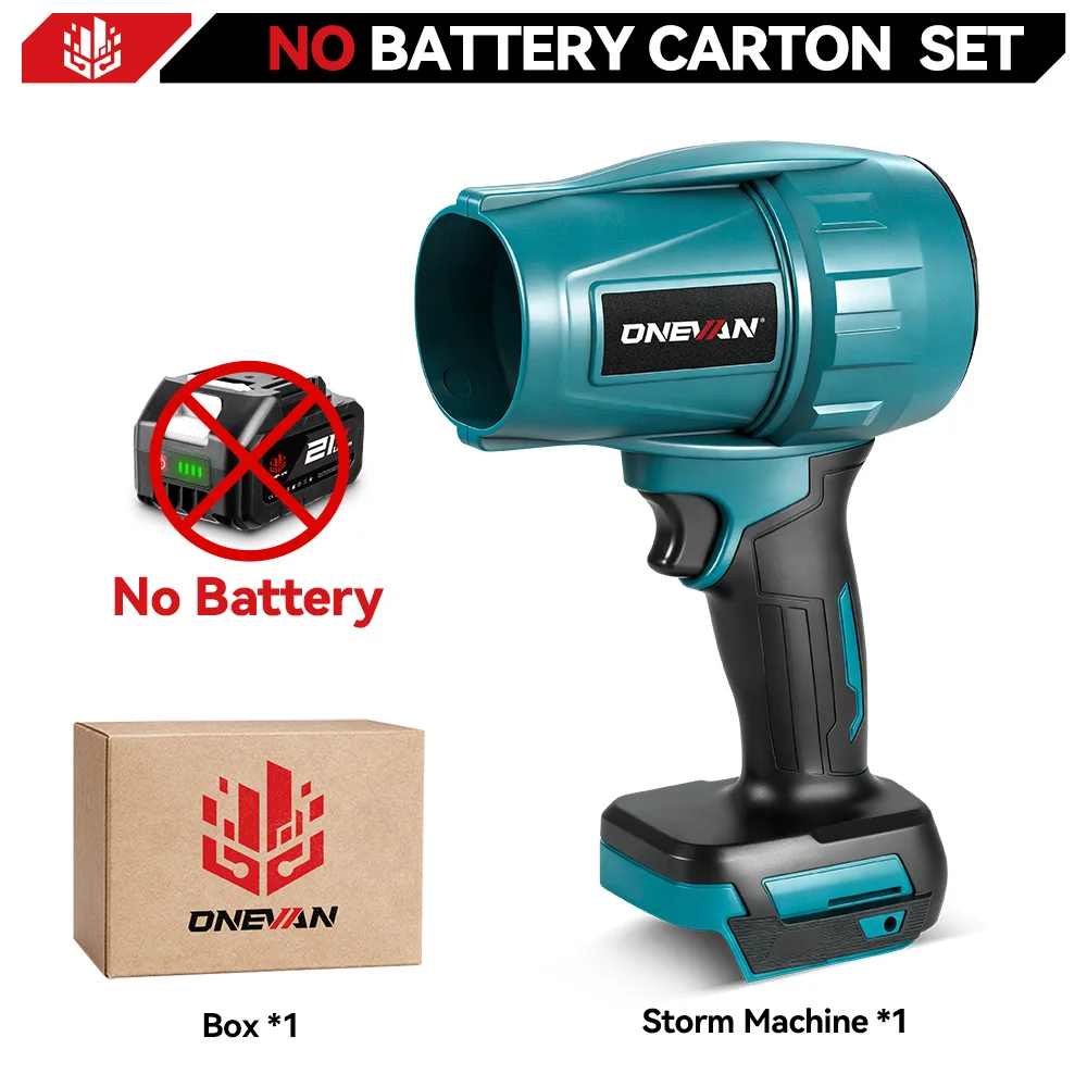 ONEVAN 3500W 350M/S Borstelloze Elektrische Turbofan Draadloze Bladblazer Sneeuw- en Stofblazer Krachtig Gereedschap voor Makita Accu