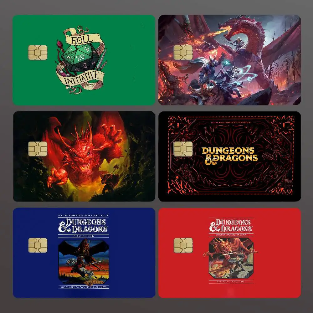 Game D&D D-Dragon Credit Skin Cover Card Stickers 4PCS Film Bus Pass Front Decoration Bank Debit Waterproof