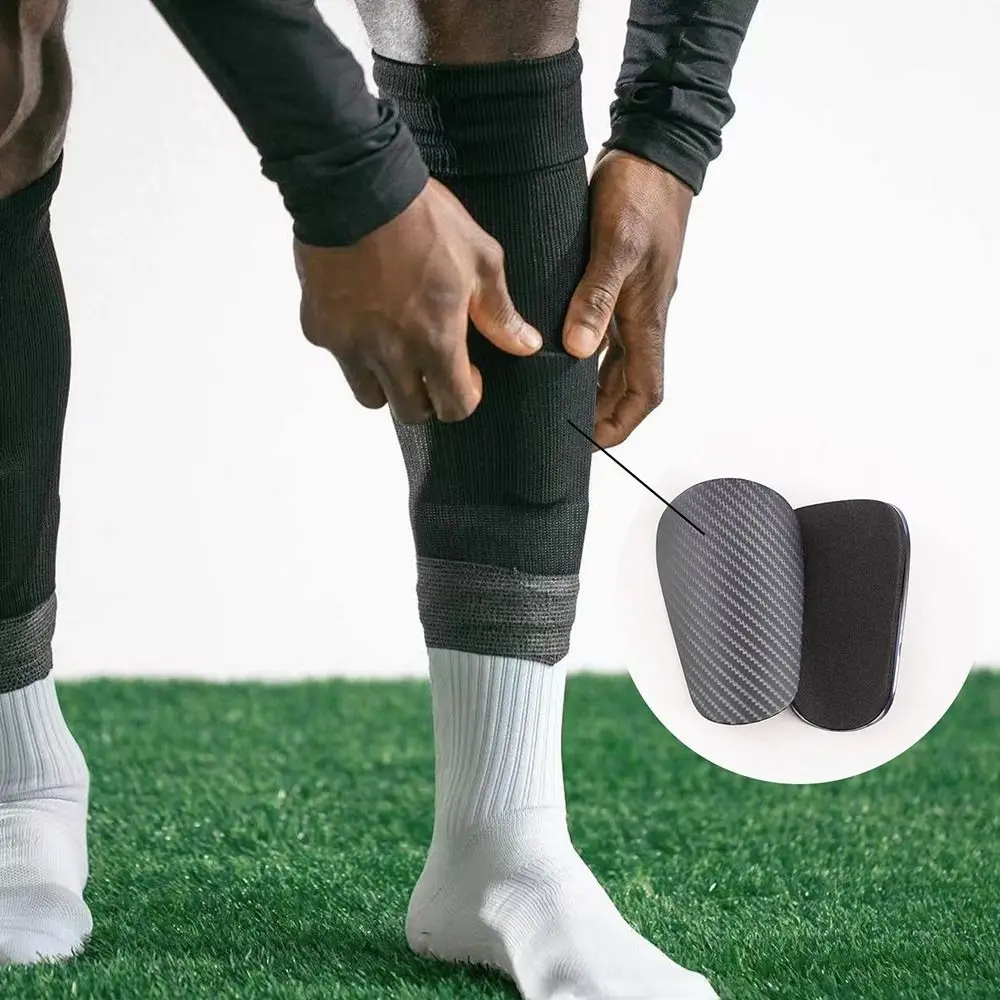 Knee Protector Imitation Carbon Fiber Shin Guards Small Size Care Protective Soccer Pads Practicing Playing Football Knee Pads