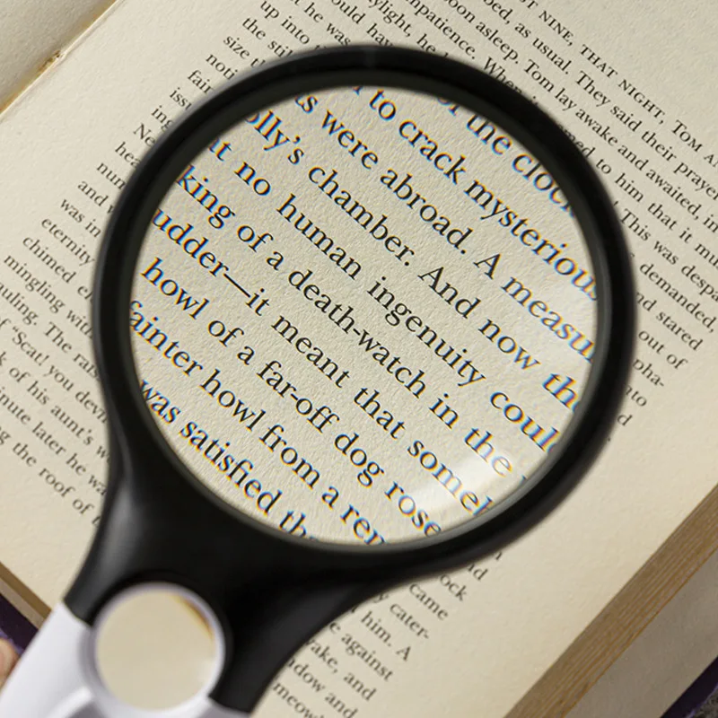 Large Lens Handheld Reading Magnifying Glass with LED Light High Magnification Dual Lens for Seniors Elderly Books Newspapers