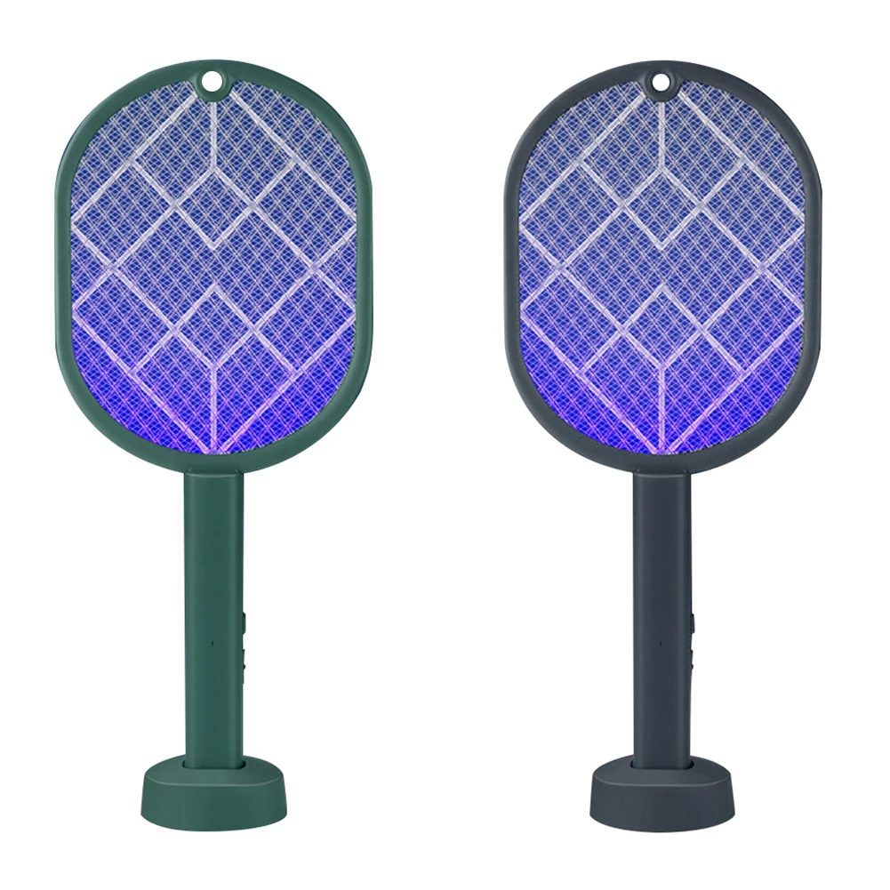 Fly Swatter Electric Racket Rechargeable Bug Zapper Racket Portable Foldable 2-in-1 Mosquito Killer Trap for Home Bedroom Patio
