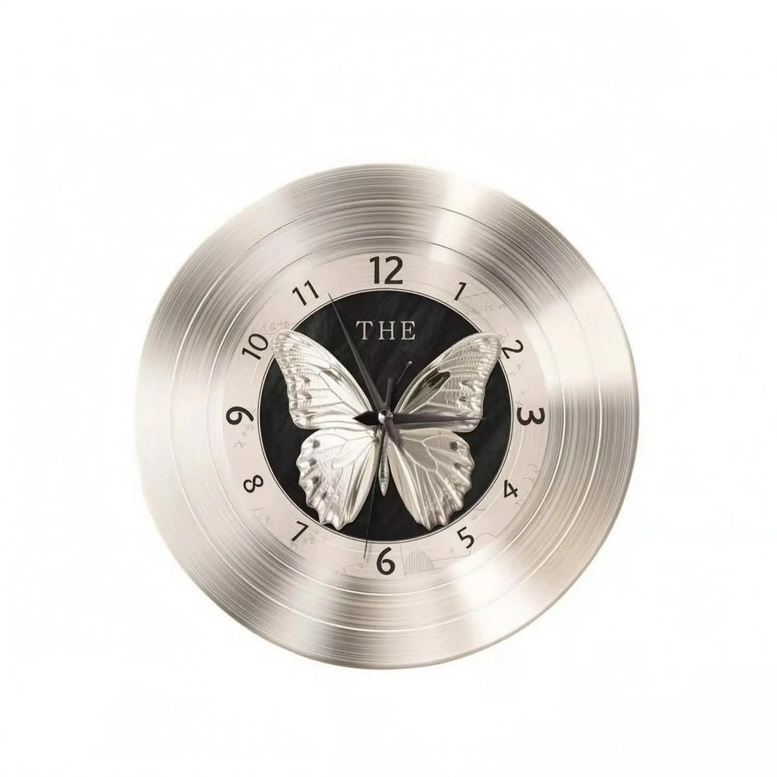 Modern Vinyl Record Design Wall Clock Tempered Glass Analog Stylish Timepiece with Clear Numbers for Bedroom