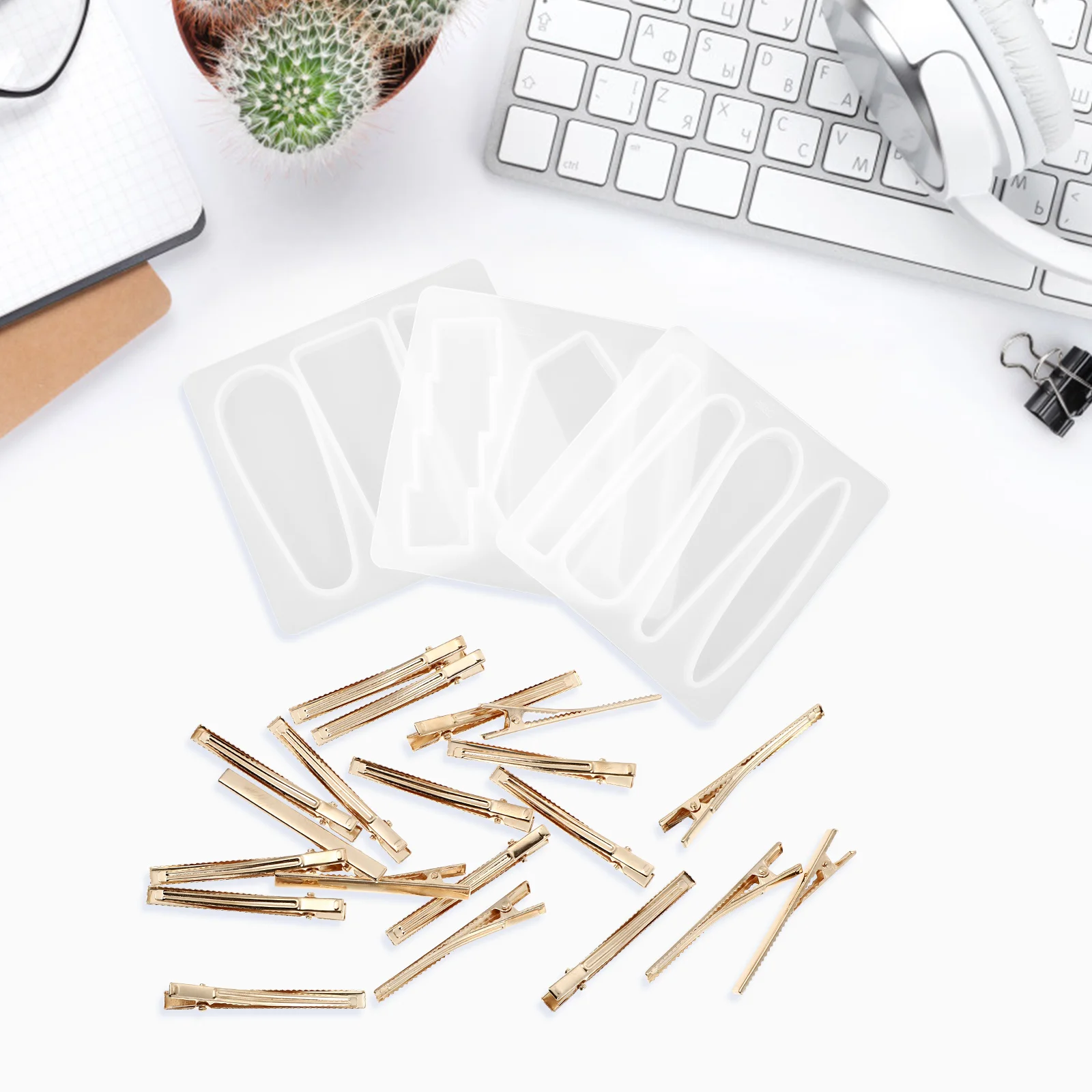 

1 set 1 Set Diy Hairpin Handmade Crystal Epoxy Silicone Mold Simple Reusable Craft Tool Hair Clips Casting Mould For Unique Hair