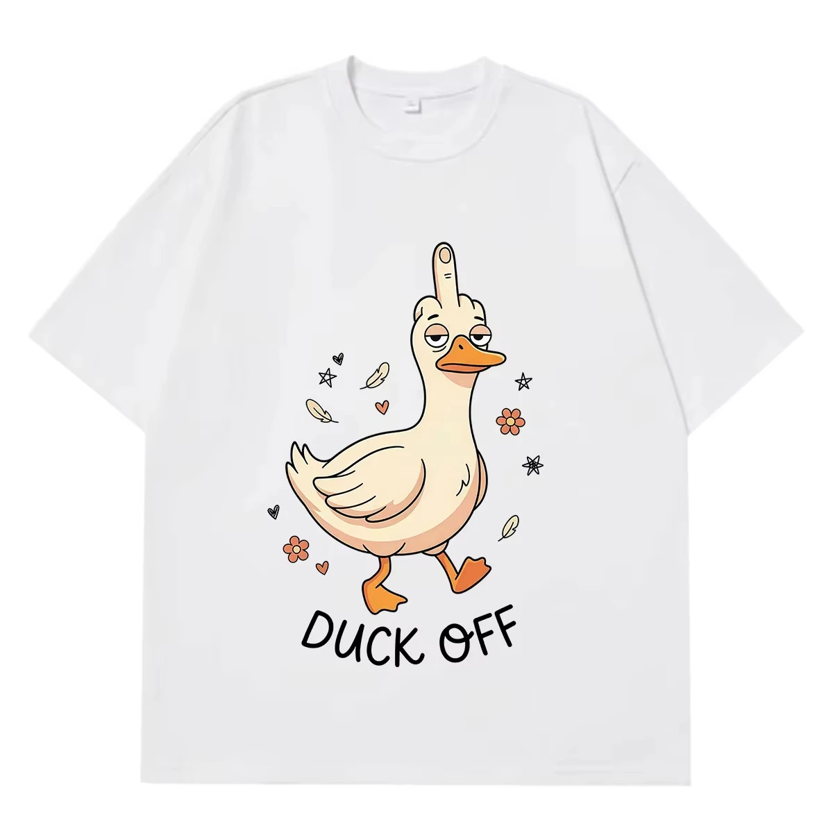 Funny Duck Off Meme T-shirt Men Women Fashion Casual T-shirt Summer Short-sleeved Loose Cotton Hip-hop T-shirts Streetwear
